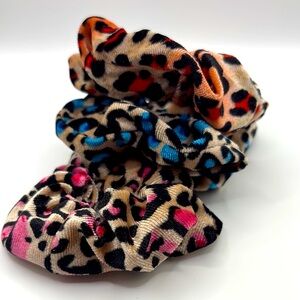 Vibrant Leopard Print Scrunchies Bundle of 3 NWOTS